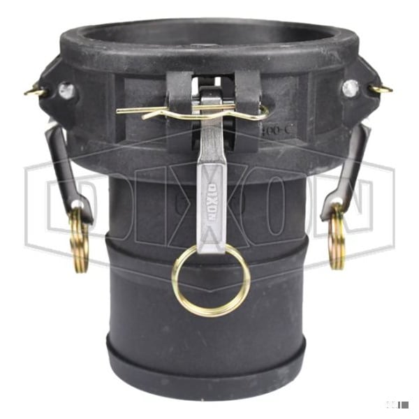 Type-C Cam and Groove Coupler, 4 in Nominal, Female Coupler x Hose Shank End Style, Polypropylene, D